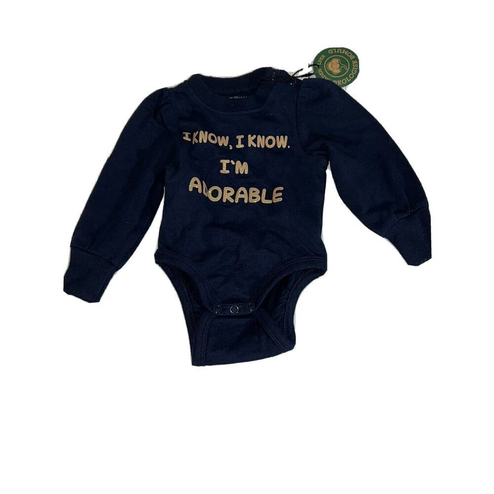 I Know, I know I m adorable Baby Long Sleeve Navy One Piece Bodysuit For Babies